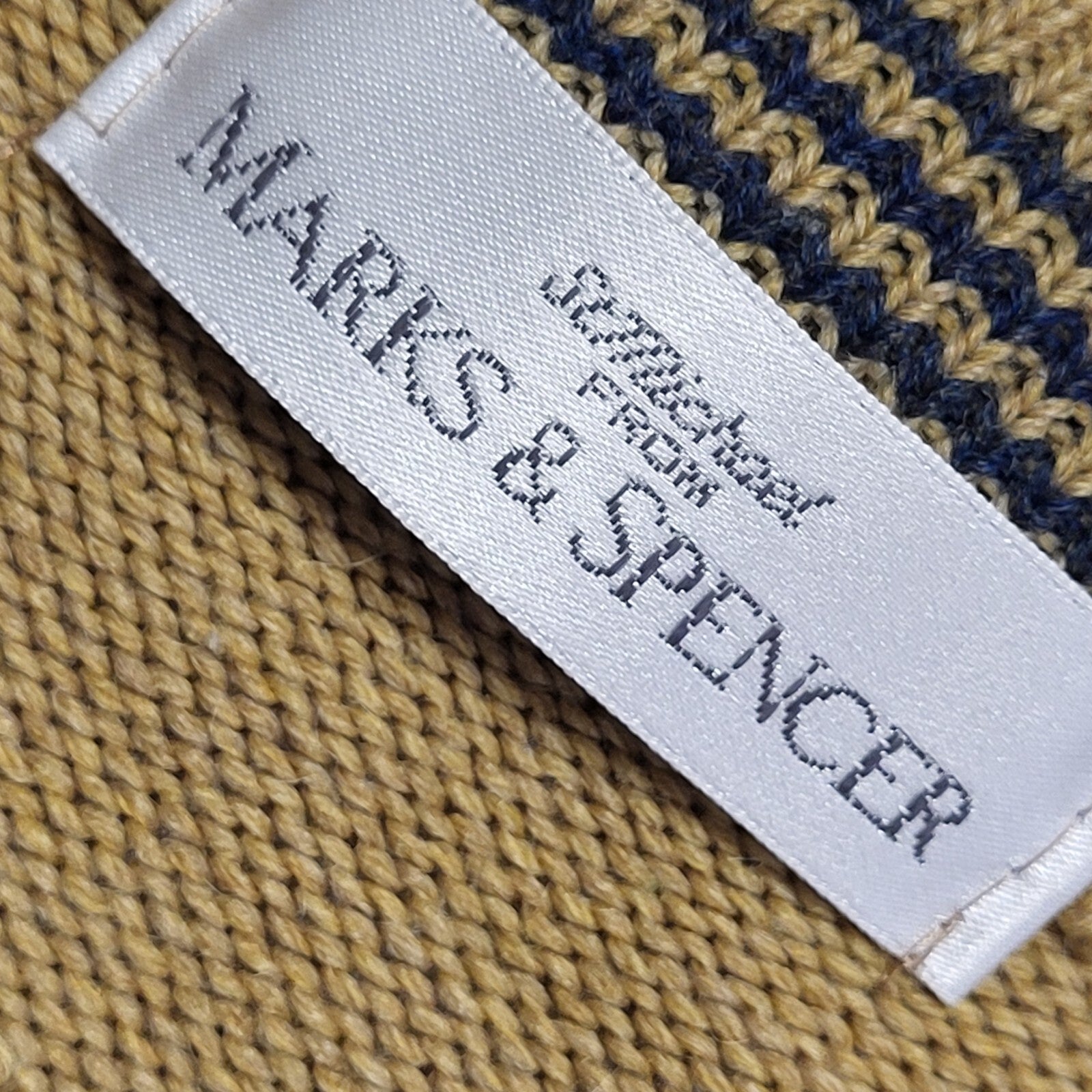 Marks and Spencer Vintage 90's Brown & Blue Striped Jumper Mens UK Medium