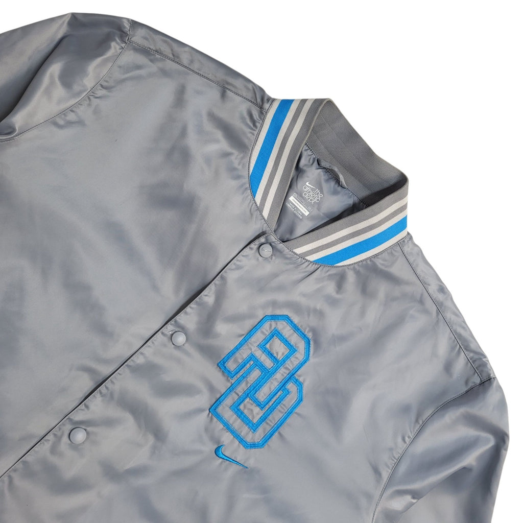 Nike Grey & Blue Snap Fasten Windbreaker Y2K Jacket UK Men's Size XXL