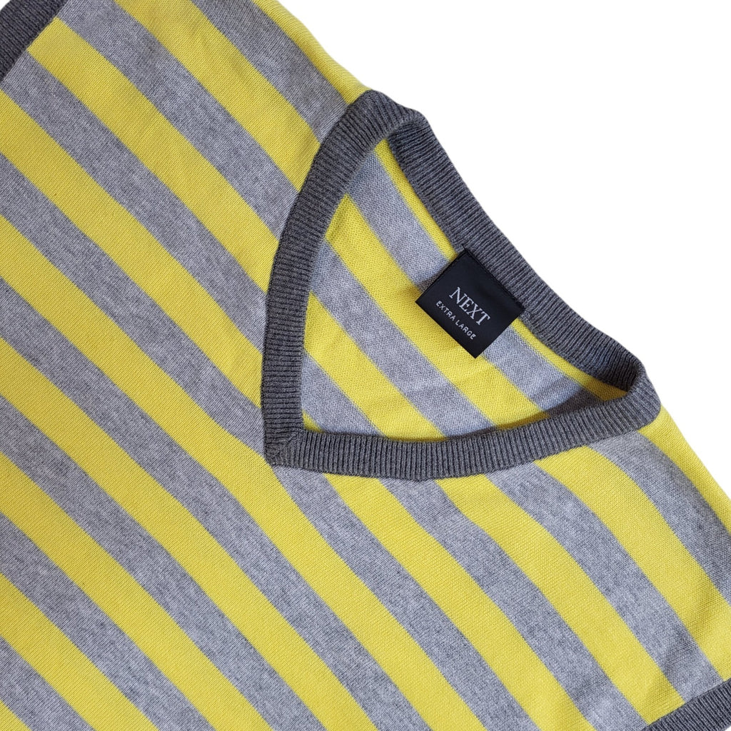 Next Yellow & Grey Striped Vintage Y2k Tank Top UK Men's Size XL