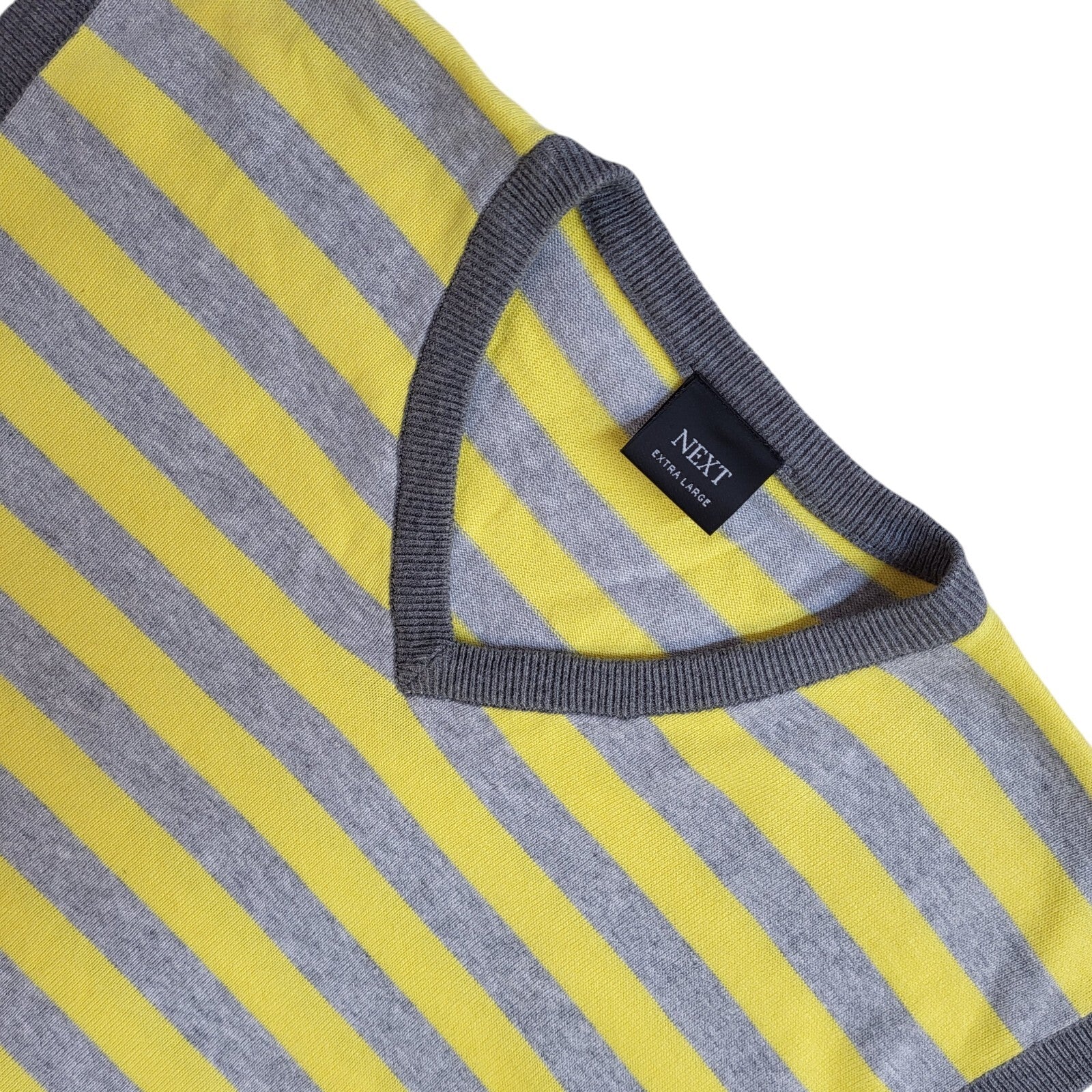 Next Yellow & Grey Striped Vintage Y2k Tank Top UK Men's Size XL
