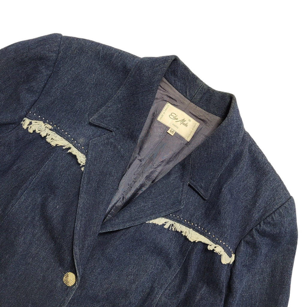 Vintage 90s Navy Blue Button Casual Jacket Uk Women's Size 18