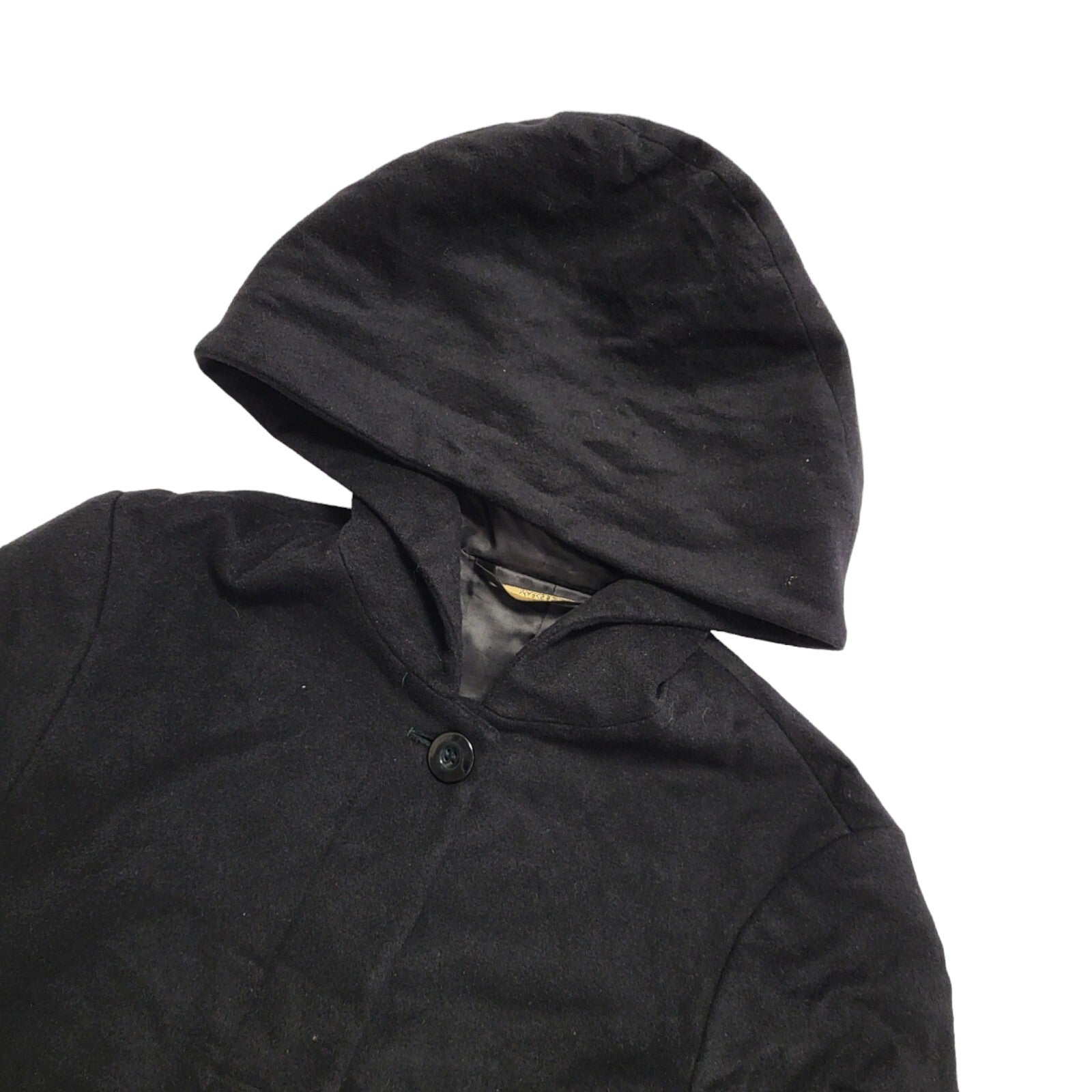 Marks & Spencer 90s Vintage Hooded Black Coat Women's Size 10