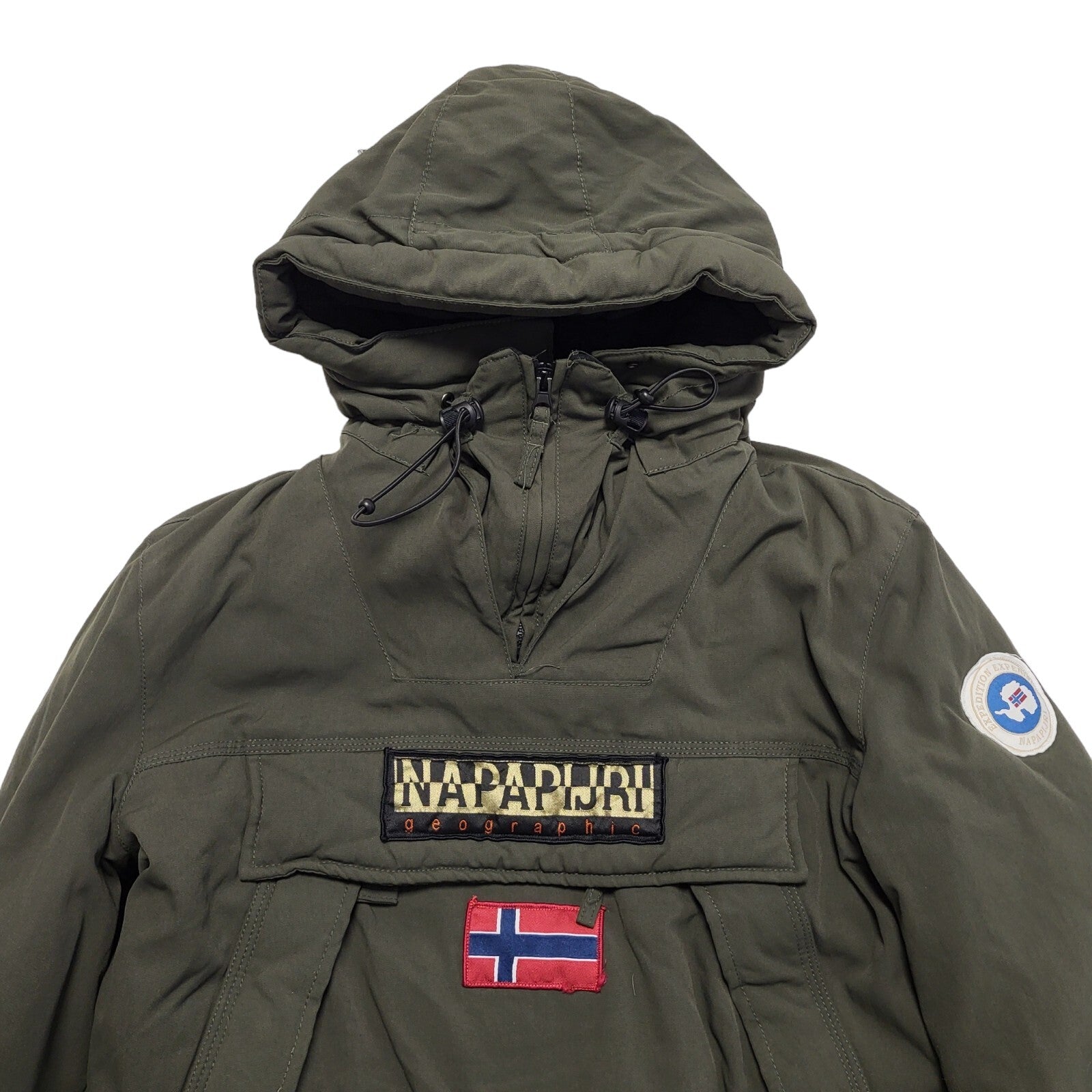 Napapajri Green 1/4 Zip Hooded Jacket Uk Women's Size 10