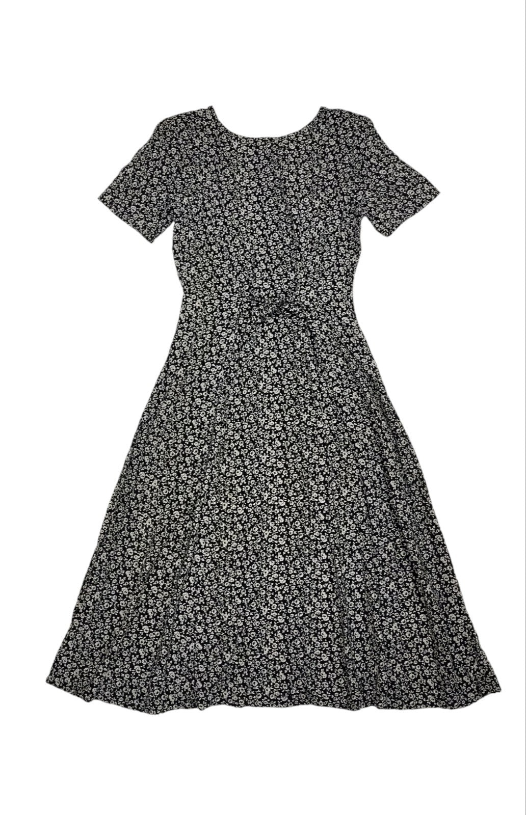 Clock House 80s Vintage Black Floral Button Front Maxi Dress Women's Size 12