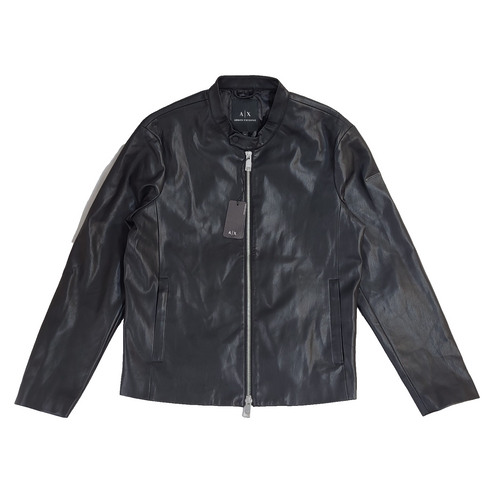 Armani Exchange Black Faux Leather Y2K Jacket UK Men's Size XXL