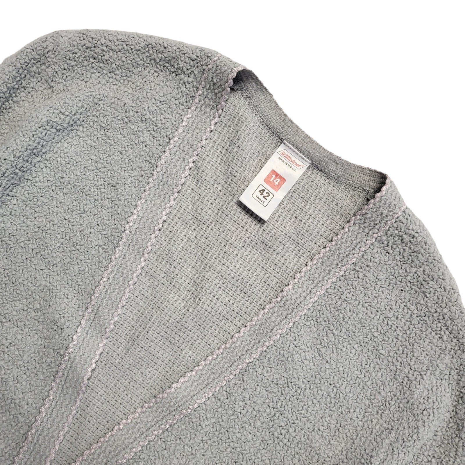 St Michael Grey 80s Vintage Open Front Cardigan Uk Women's Size 14