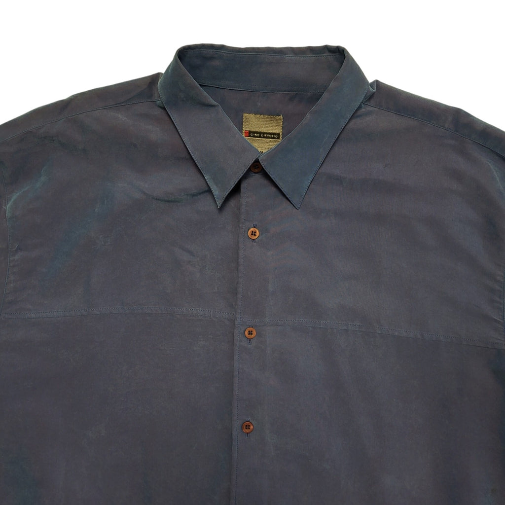 Ciro Citterio Vintage 90's Blue Long Sleeve Shirt Men's UK Size X Large