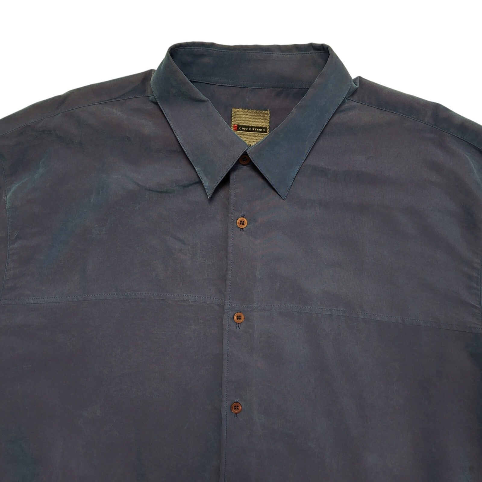 Ciro Citterio Vintage 90's Blue Long Sleeve Shirt Men's UK Size X Large