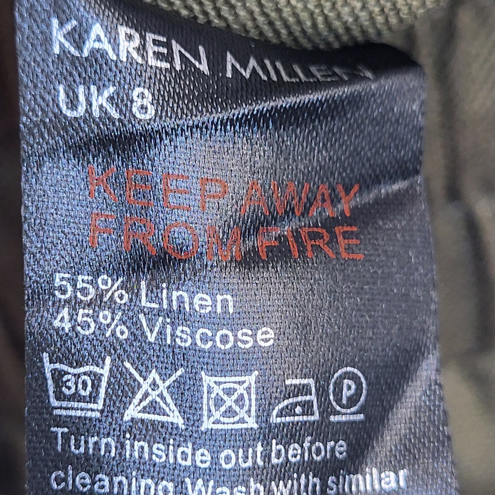 Karen Millen Y2K Green Wide Leg Linen Trousers Women's Size 8 W26 L30