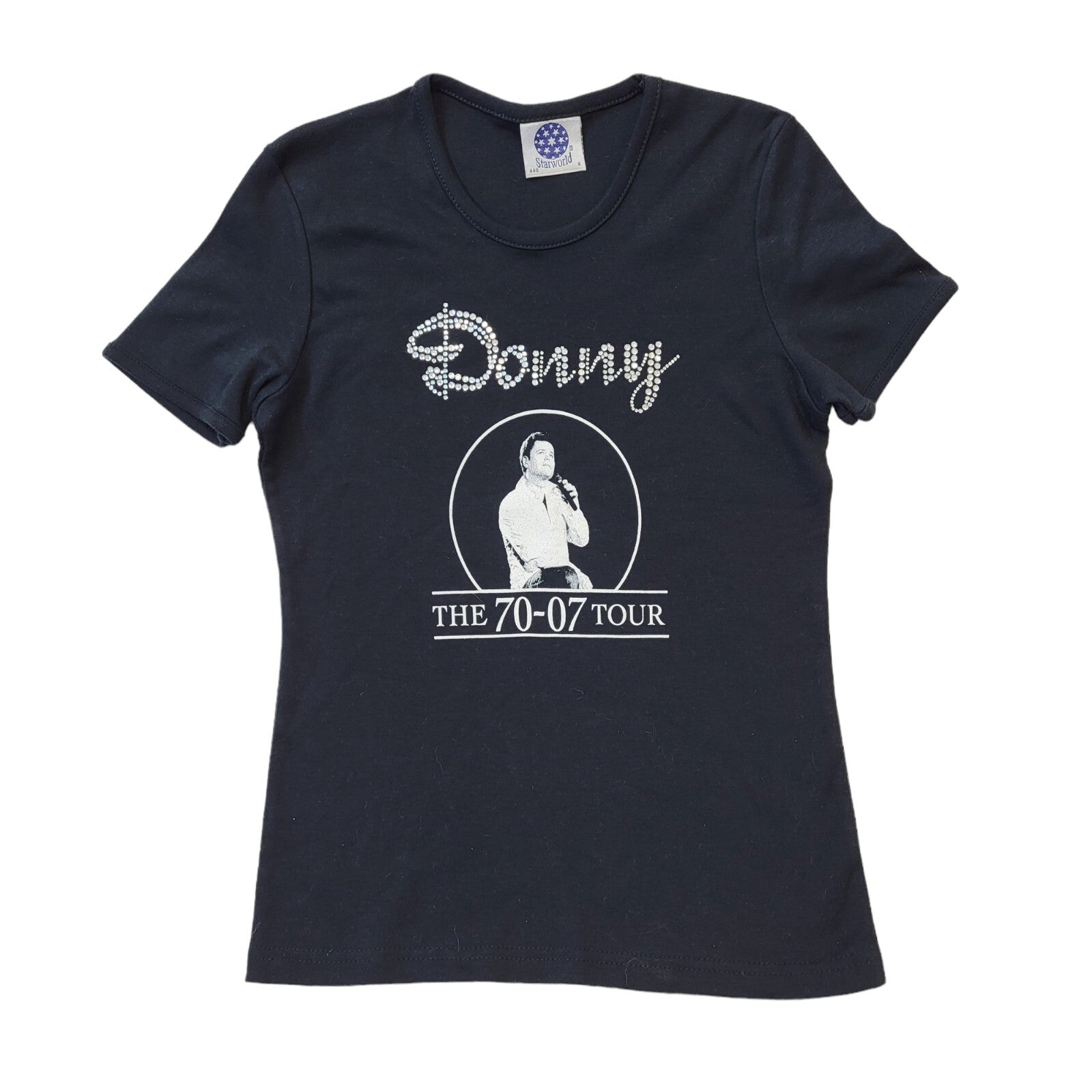 Starworld 2007 Donny Donny Osmond Diamanté Tour T-Shirt Women's UK Size Small