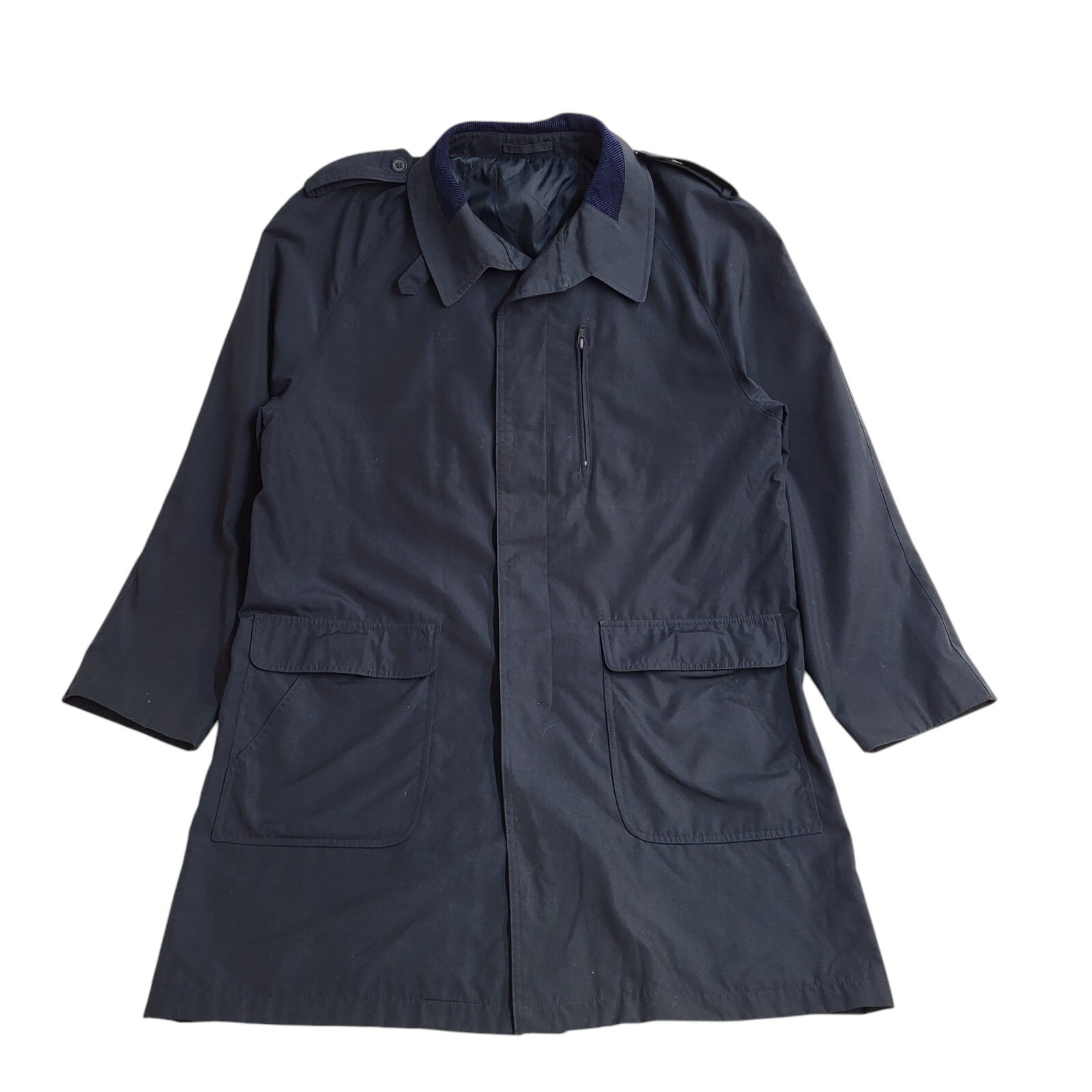 C&A Navy Blue 70s Button Vintage Overcoat Uk Men's Size Large