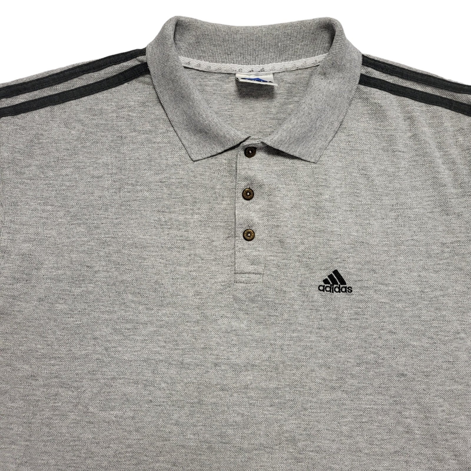Adidas Vintage 90s Grey Polo Shirt Uk Men's Size Large