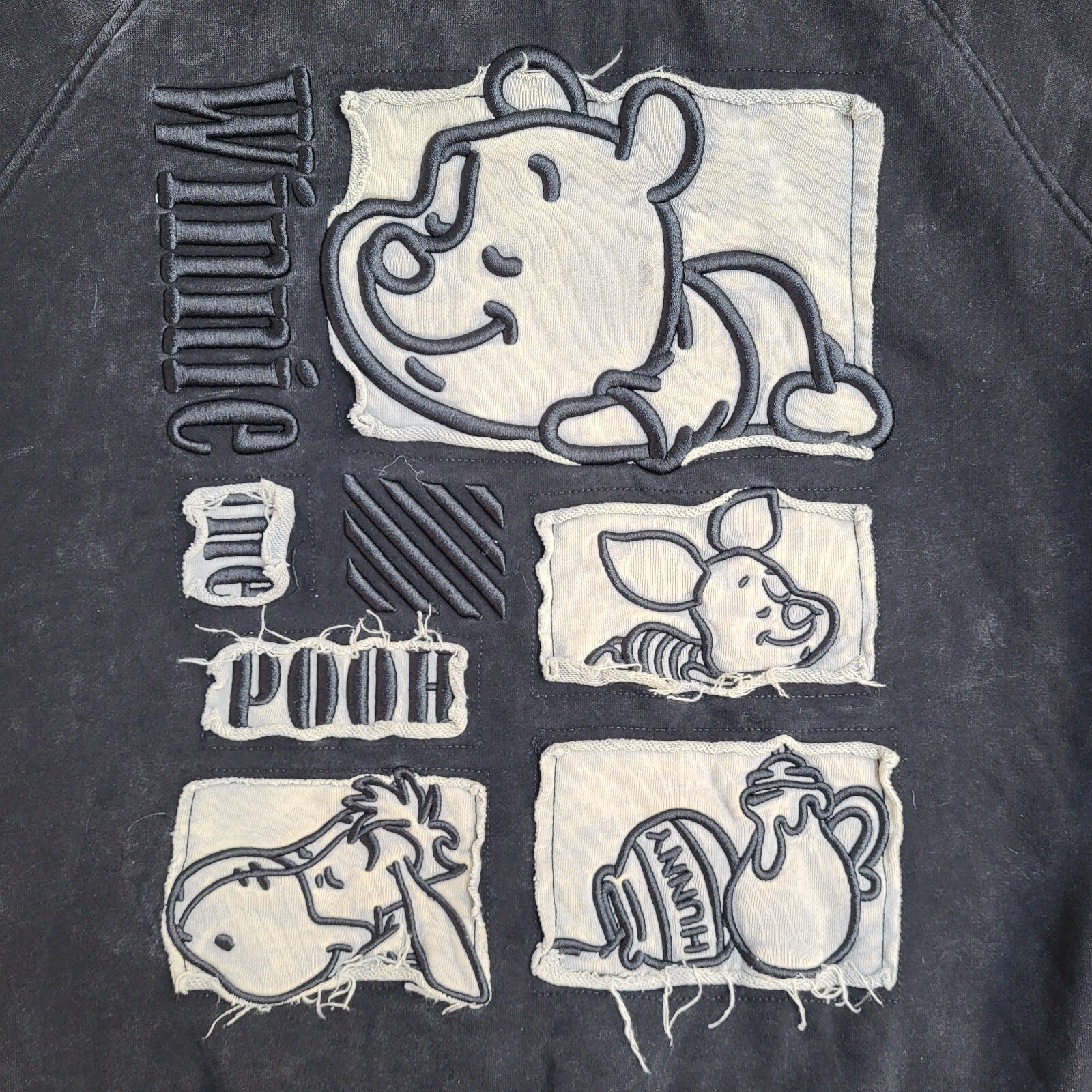 Winnie The Pooh 90's Black Crew Neck Sweatshirt UK Women's Size 20