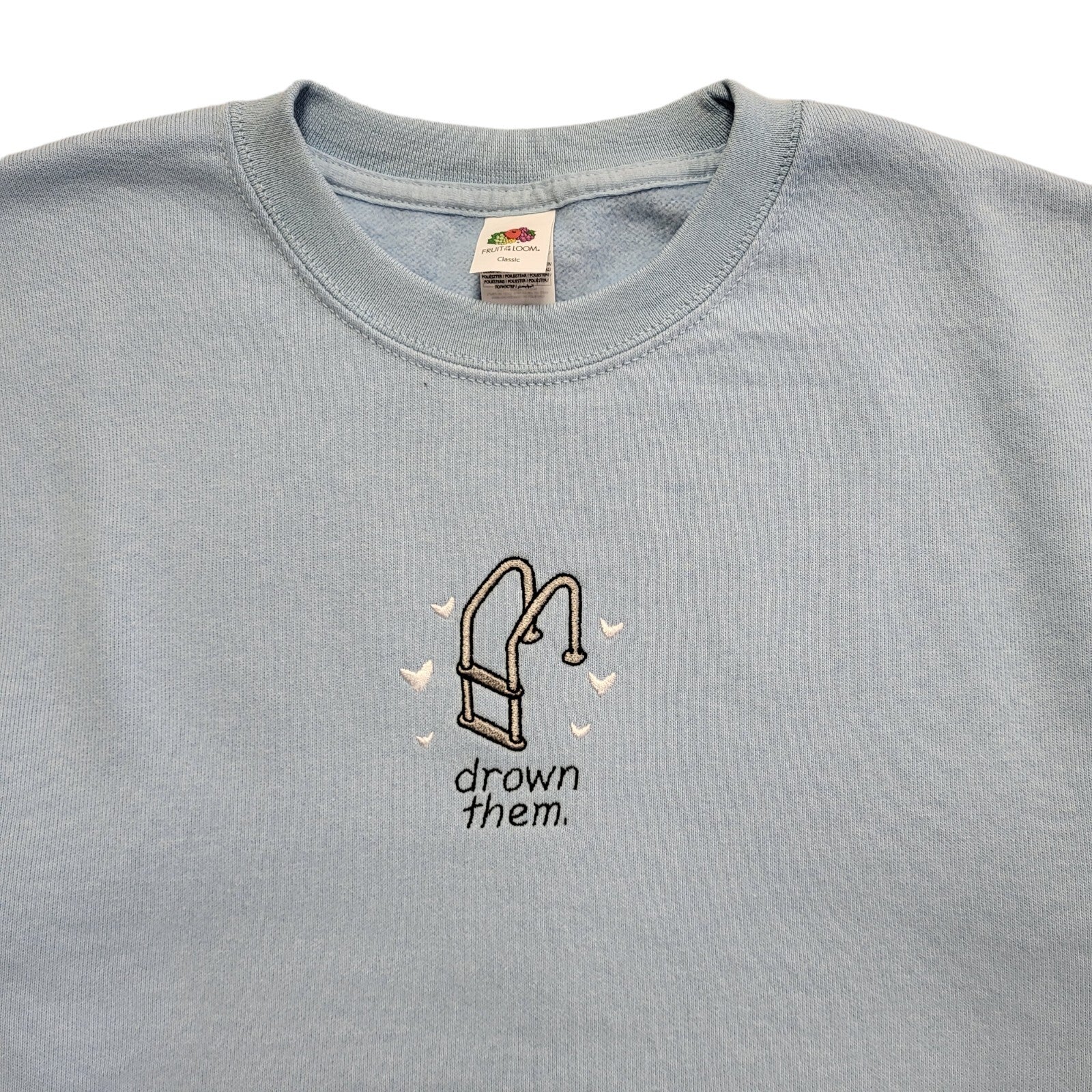 Fruit of The Loom Vintage 90's Blue Drown Them Sweatshirt Womens UK Size M
