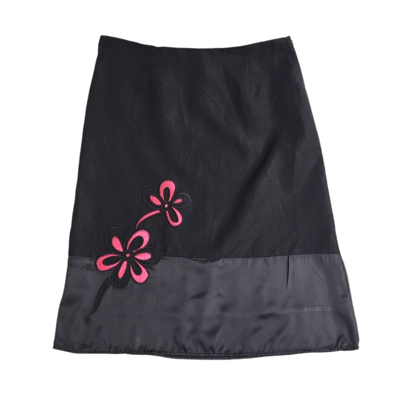 Klass Collection 90's Black A-Line Floral Midi Skirt BNWT Women's Size 14 W32