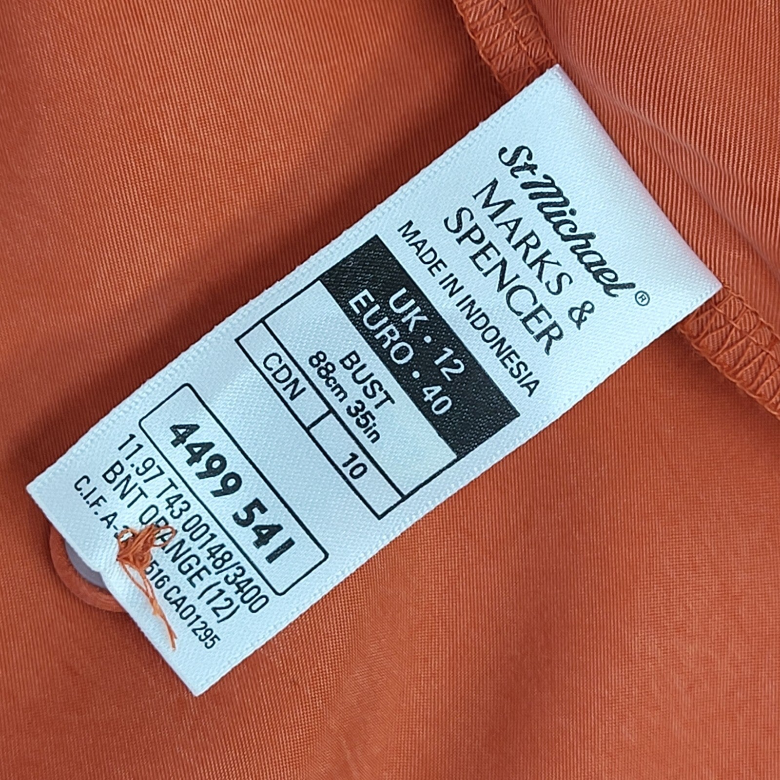 St Michael 90s Vintage Orange Short Sleeve Shirt Uk Women's Size 12