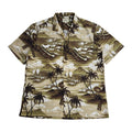 Royal Hawaiian Palm Tree Print Brown Short Sleeve Shirt Men's UK Size L