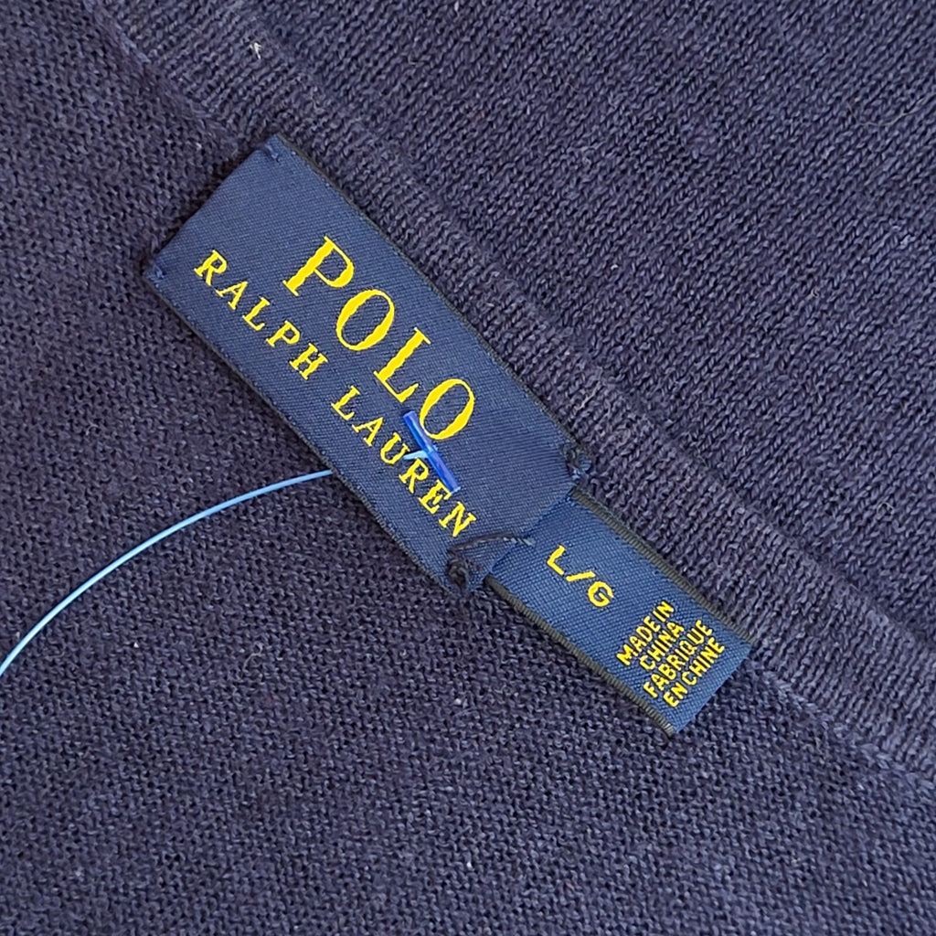 Polo Ralph Lauren Blue Y2K V-Neck Long Sleeve Jumper UK Women's Size L