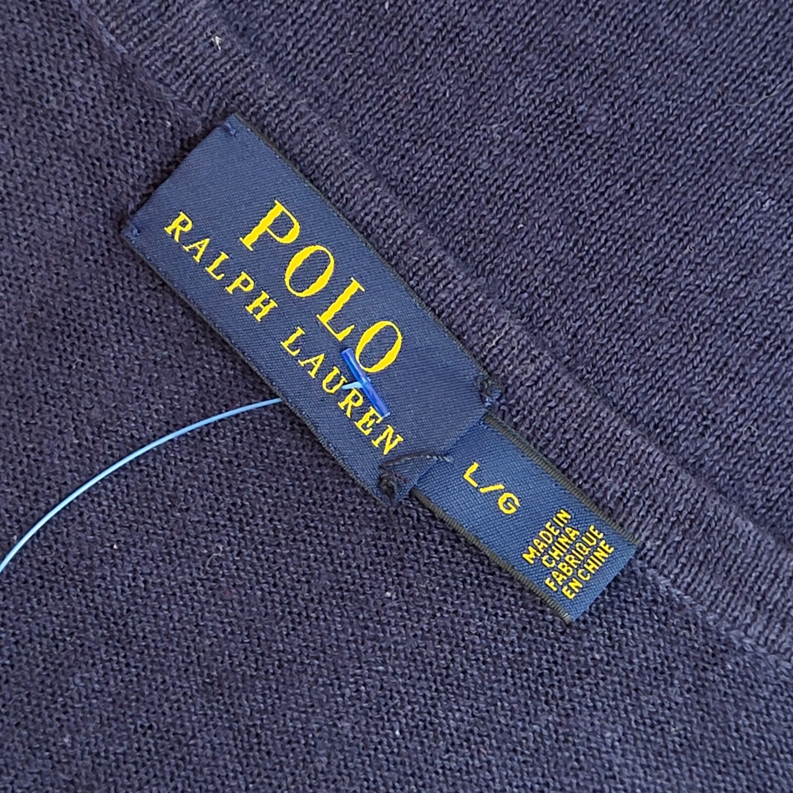 Polo Ralph Lauren Blue Y2K V-Neck Long Sleeve Jumper UK Women's Size L