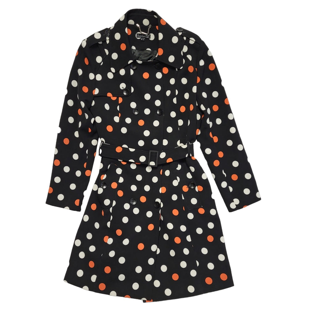 Smashed Lemon Black White Polka Dot Belted Coat Uk Women's Size 14