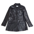 Amaranto Coat Leather Y2k Black Button Uk Women's Size L 12