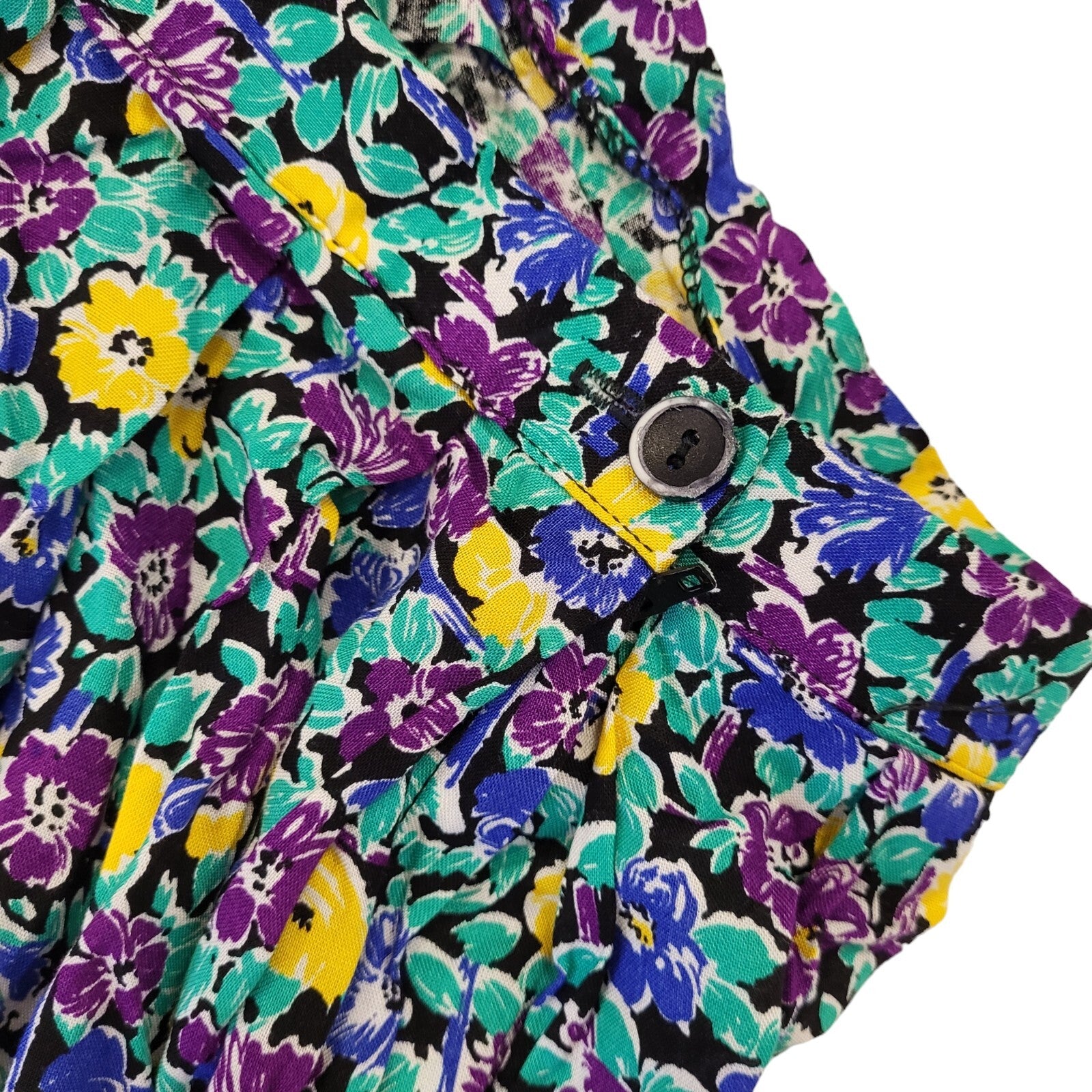 Sixth Sense Vintage 90s Green Floral Skirt Uk Women's Size 12 W30