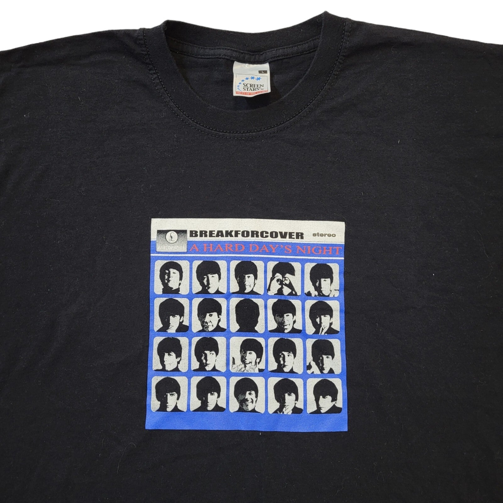 Screen Stars The Beatles Black T-Shirt Short Sleeve UK Size Large