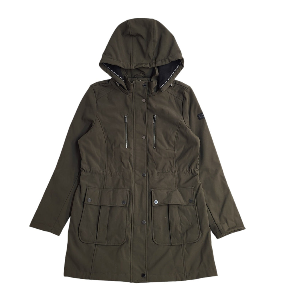 DKNY Vintage Y2k Green Hooded Zip & Snap Front Coat Women's UK L
