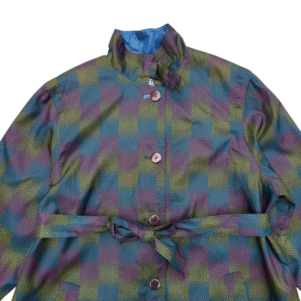 Arielle 90s Button & Belted Blue & Pink Rain Coat UK Women's Size 14