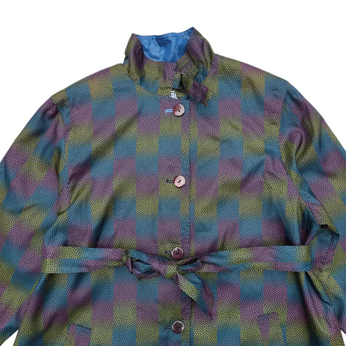 Arielle 90s Button & Belted Blue & Pink Rain Coat UK Women's Size 14