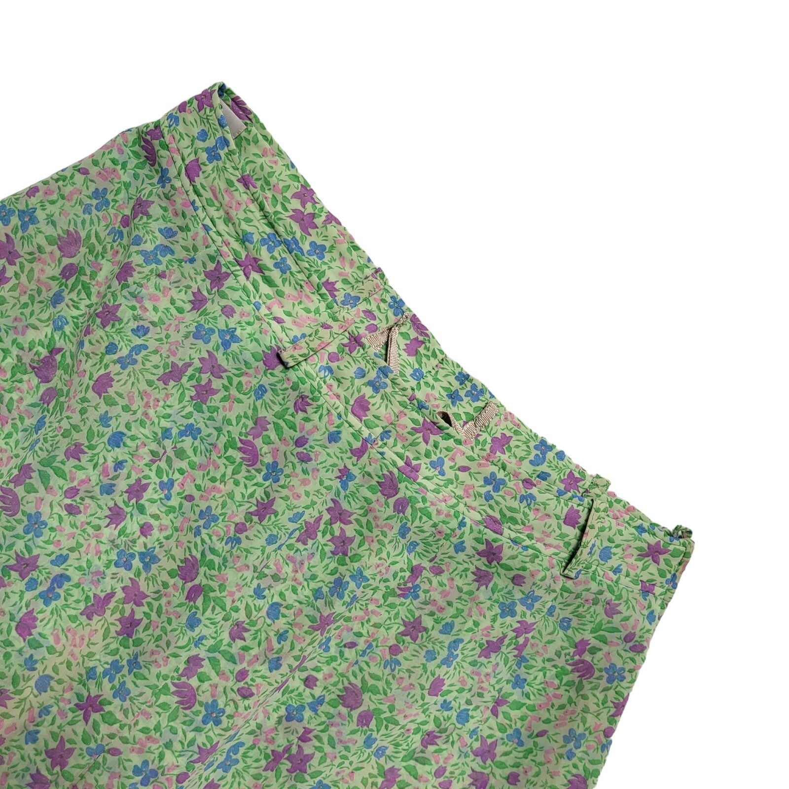 Alexander Vintage 80's Pleated Green Pink Retro Floral Skirt Uk Women's Size 14