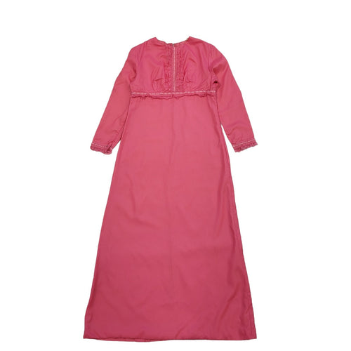 60s Vintage Pink Long Sleeve Maxi Dress Women's Size 14