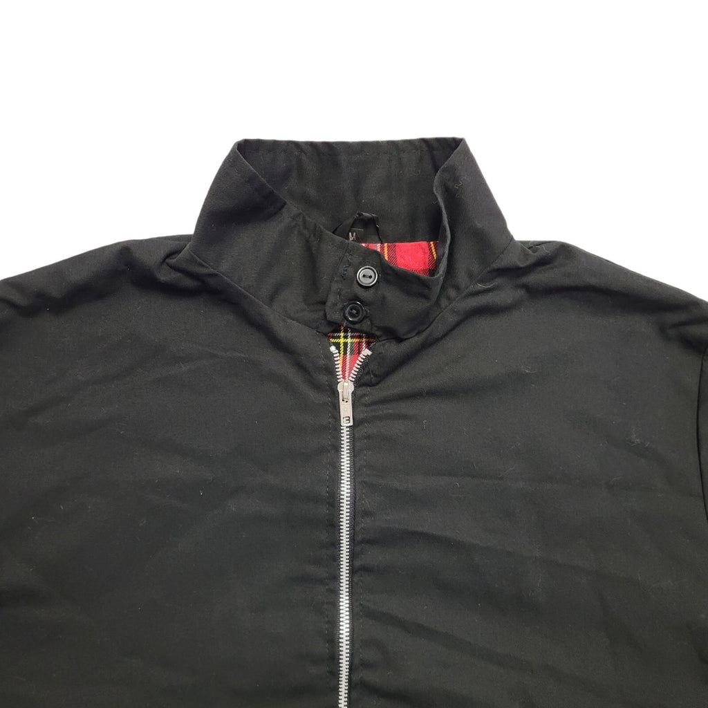 Vintage Tartan Lined Black Zip Up Bomber Jacket Men's Size Medium