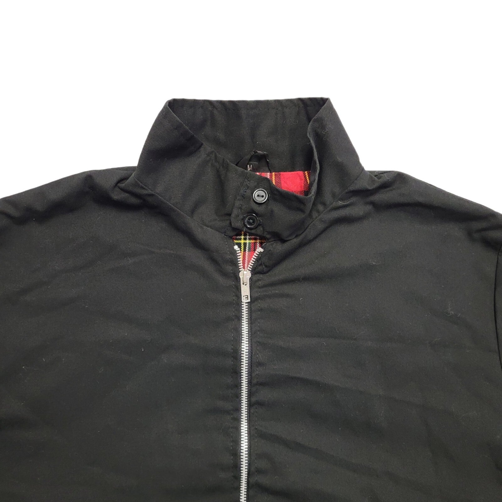 Vintage Tartan Lined Black Zip Up Bomber Jacket Men's Size Medium
