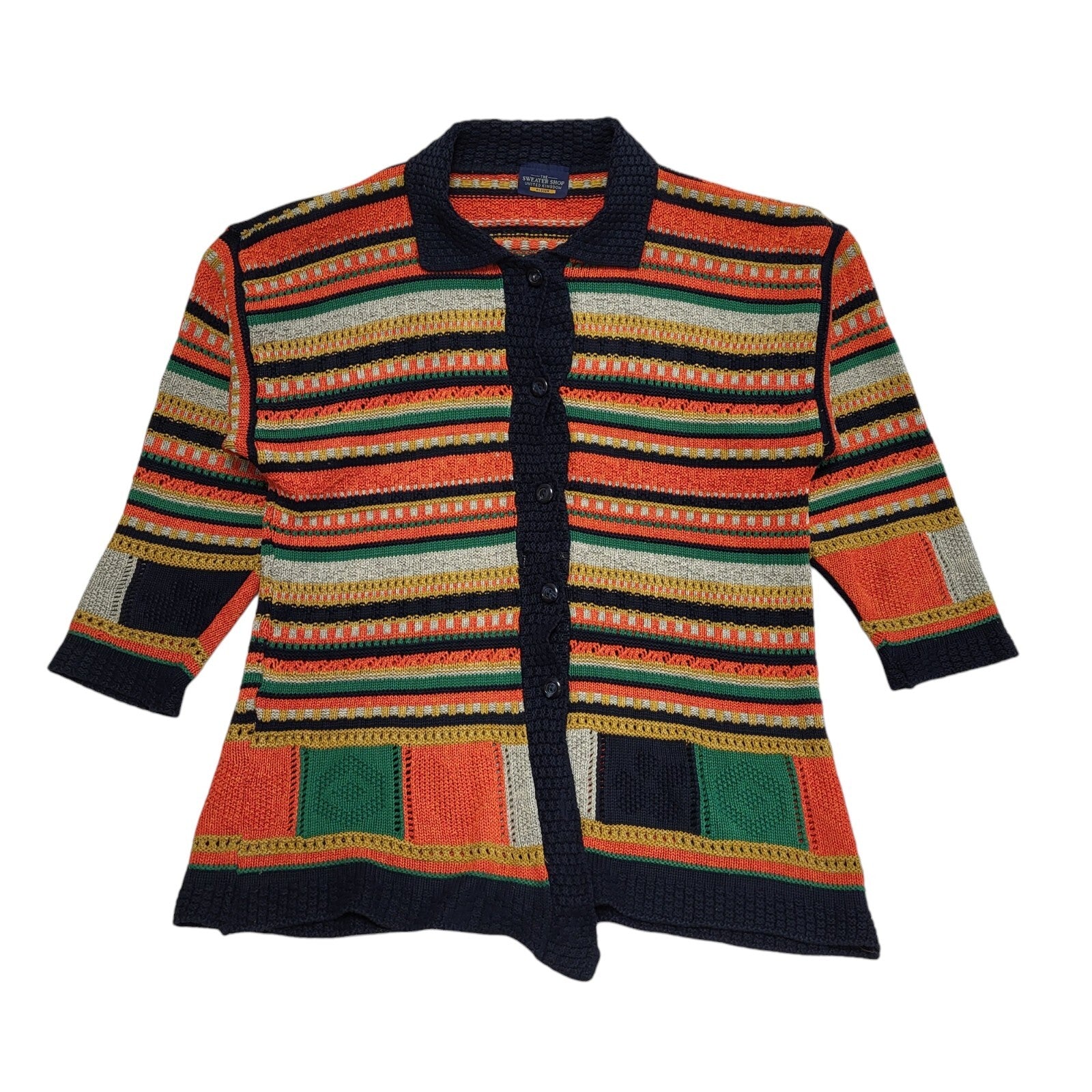 The Sweater Shop Vintage 90's Multicolour Button Up Cardigan UK Womens Size M