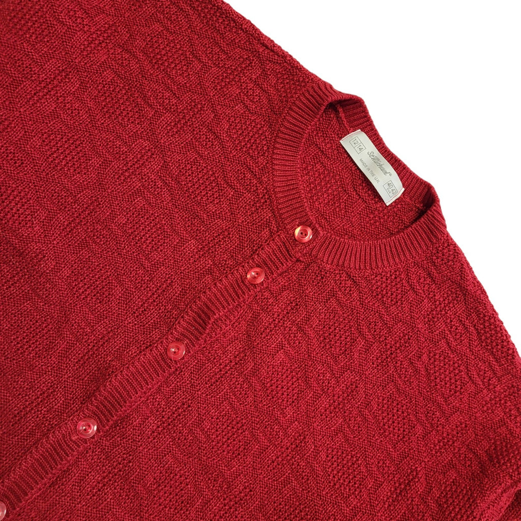 St Michael Vintage 90's Red  Button Front Cardigan Womens UK Size 12/14