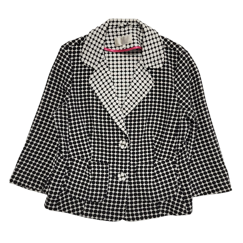 CC Petite 90s Vintage Black White Button Cotton Blend Jacket Uk Women's Size 12