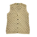 Dart 80s Vintage Beige V-Neck Knitted Sleeveless Top Uk Women's Size 12/14