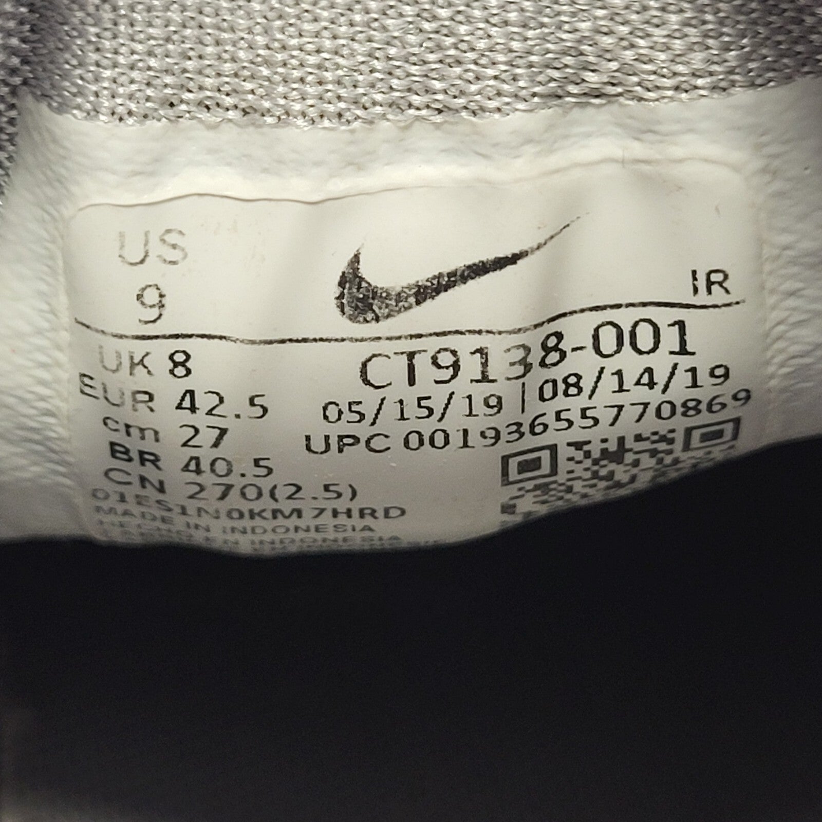 Nike Zoom Zm Air Grey Canvas Leather Trainers Uk Size 8