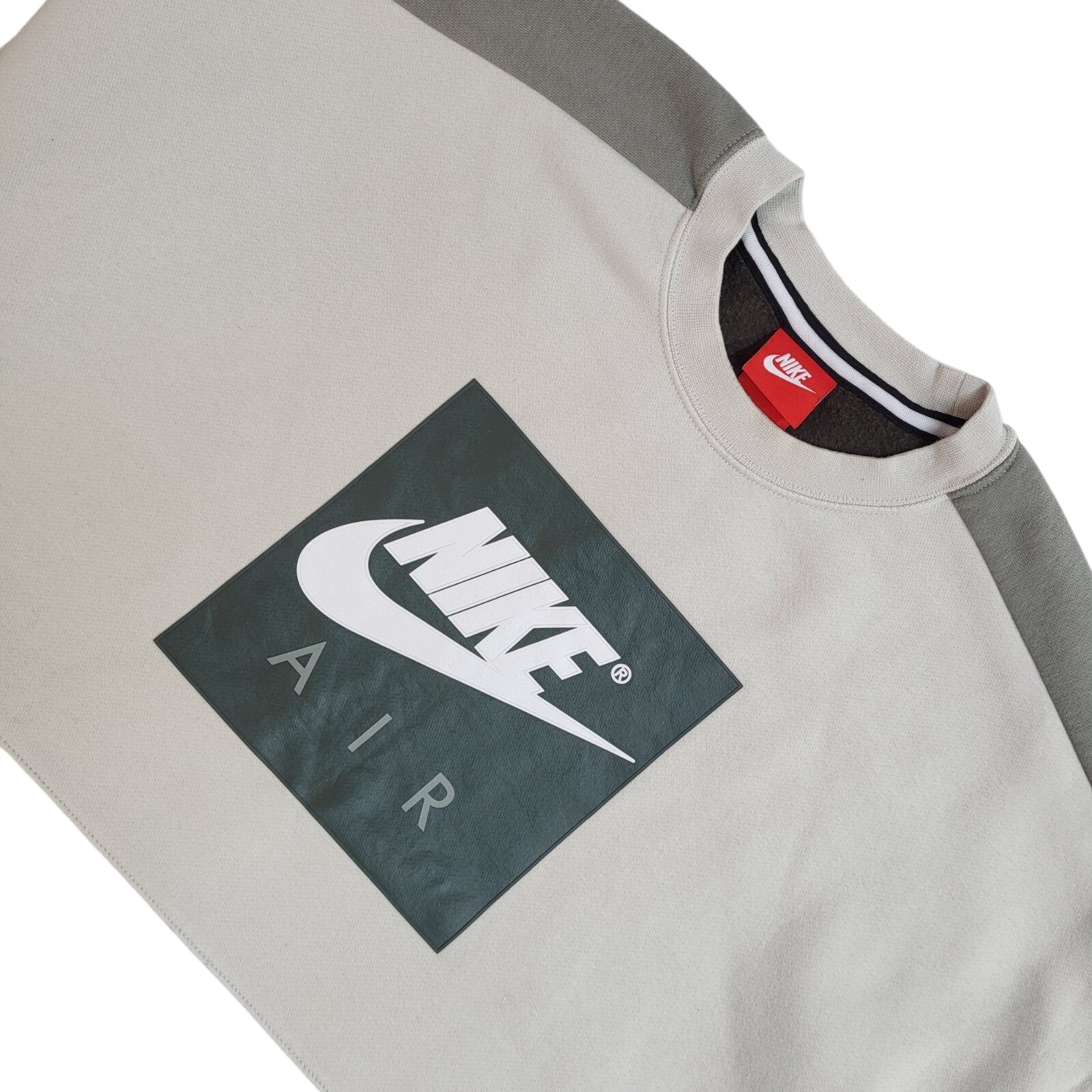 Nike Air Sports Sweatshirt Green & Beige Crew Neck 90's Vintage UK Men's Size M