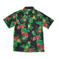 New Horizon 90s Black Green Floral Short Sleeve Retro Shirt Uk Men's Size M