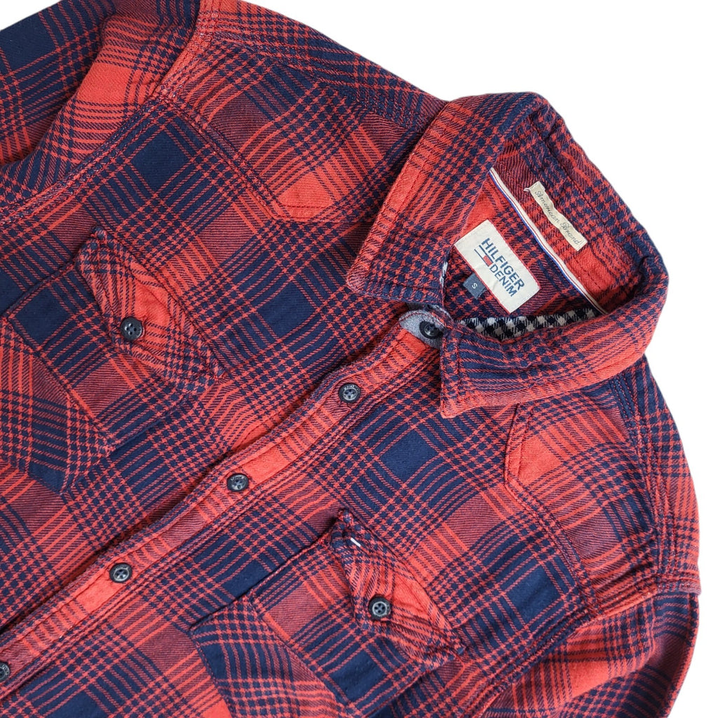 Tommy Hilfiger Vintage 90's Red & Blue Checked Long Sleeve Shirt Men's UK S