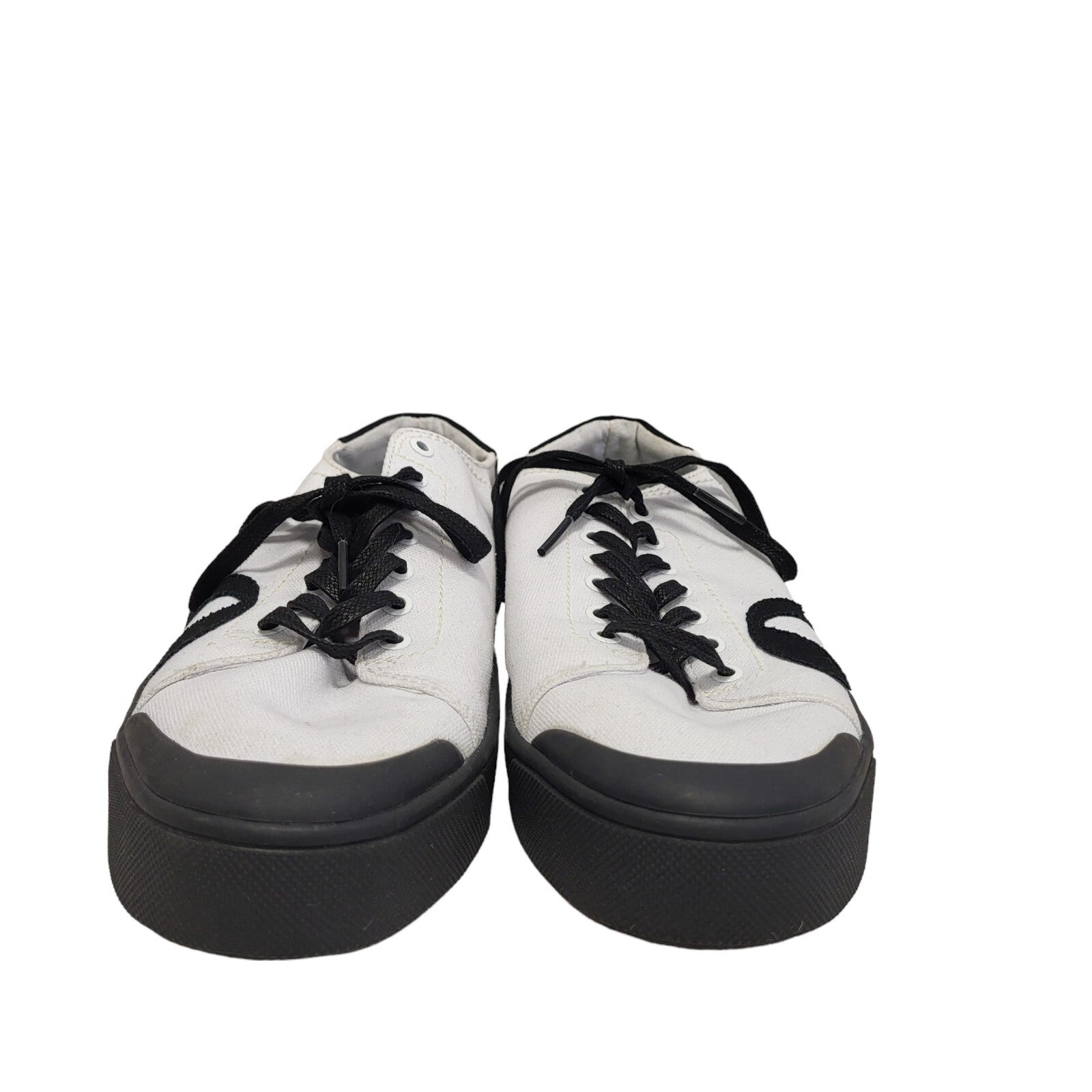 Roscomar White Black Canvas Casual Trainers Men's  Uk Size 8