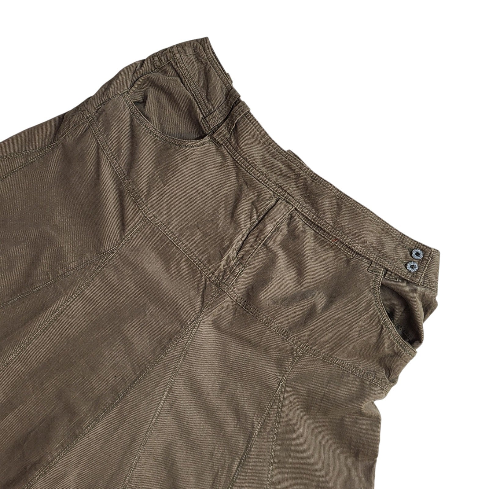 Next 80s Maxi Skirt Vintage A-Line Green Corduroy BNWT Women's Size XL 16 W34