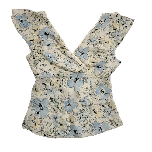 Bay Y2K floral top with a tie back detail White Blouse Top Women's Uk 16