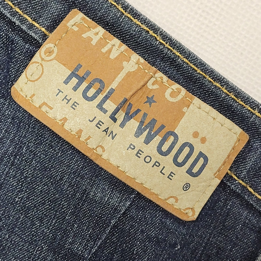 Hollywood Y2k Vintage Dark Blue Bootcut Denim Jeans Uk Women's XS W25 L32