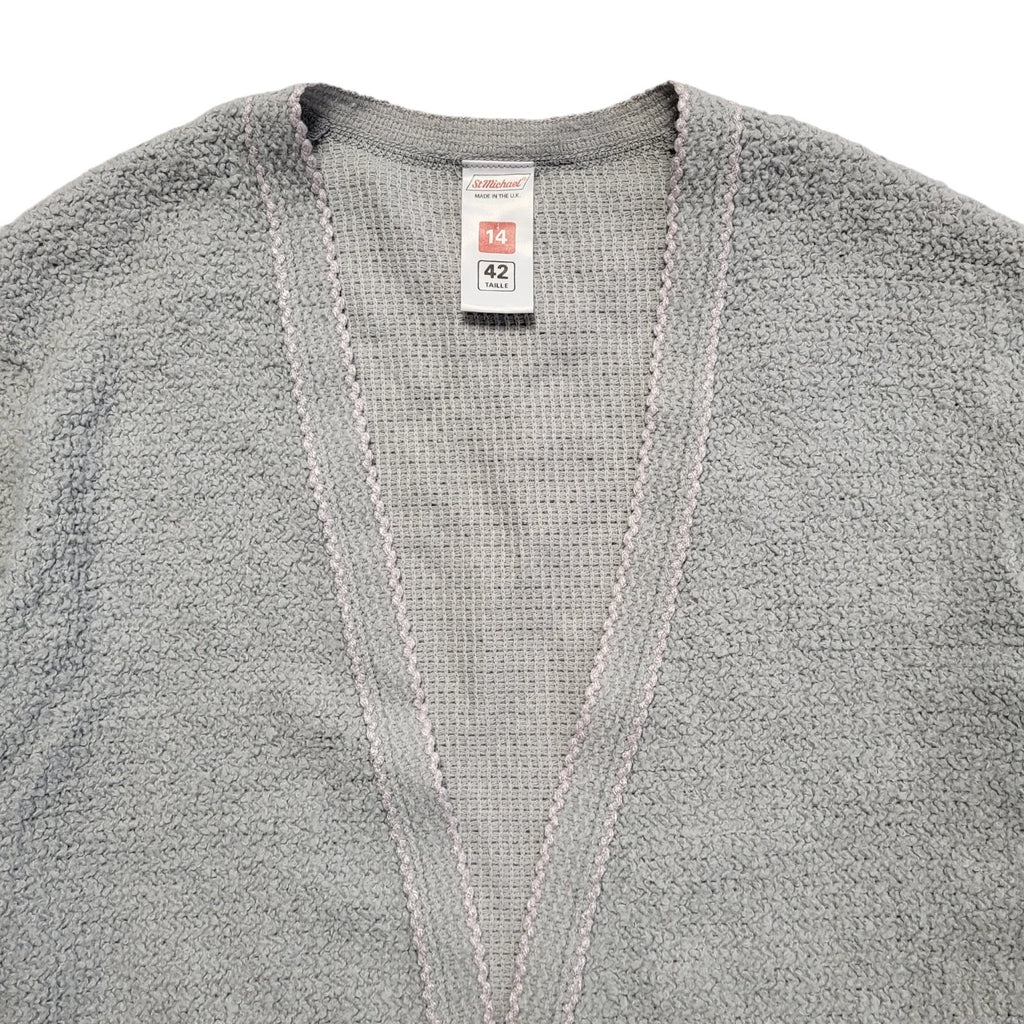 St Michael Grey 80s Vintage Open Front Cardigan Uk Women's Size 14