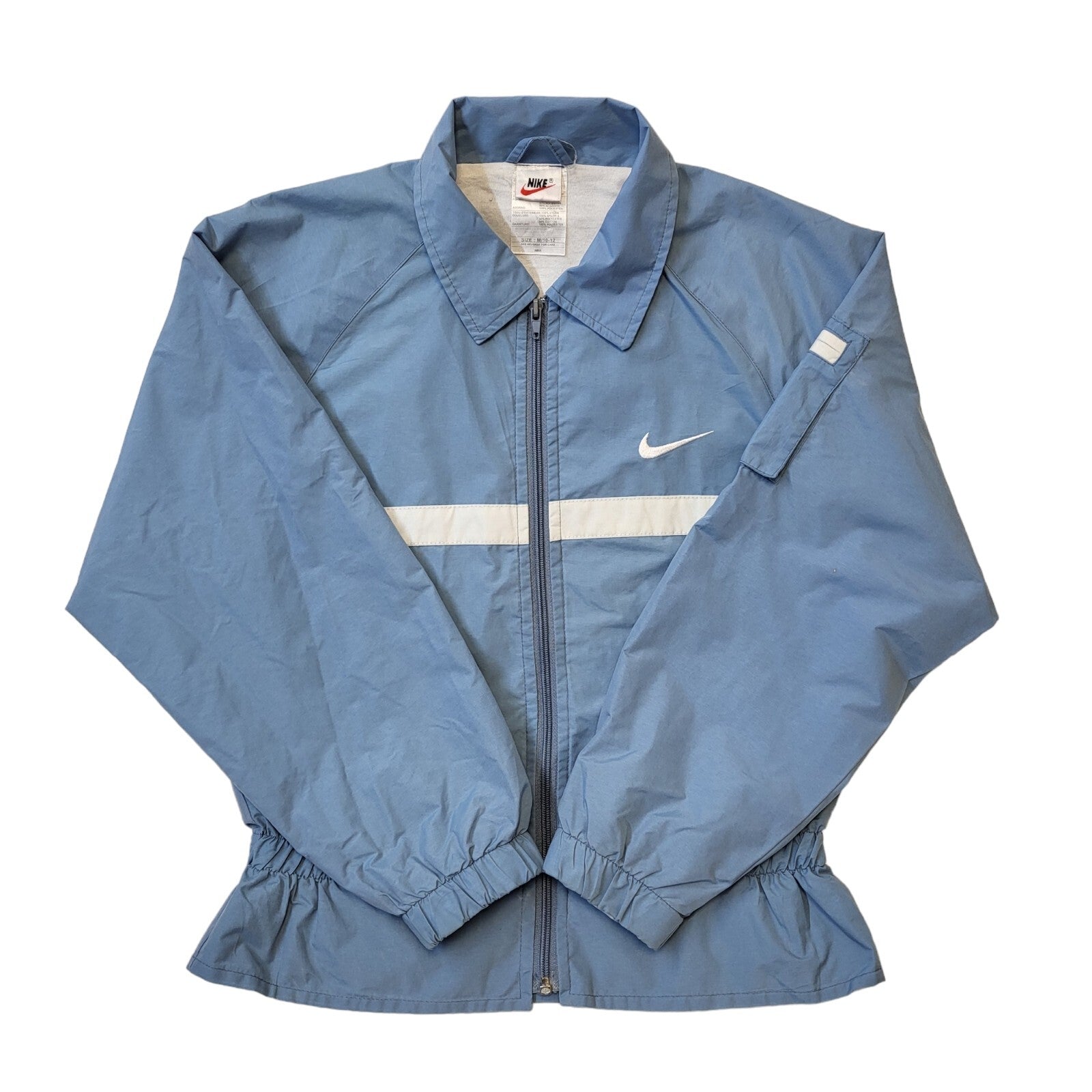 Nike 90s Vintage Blue & White Zip Up Sports Jacket Women's Size M (10-12)