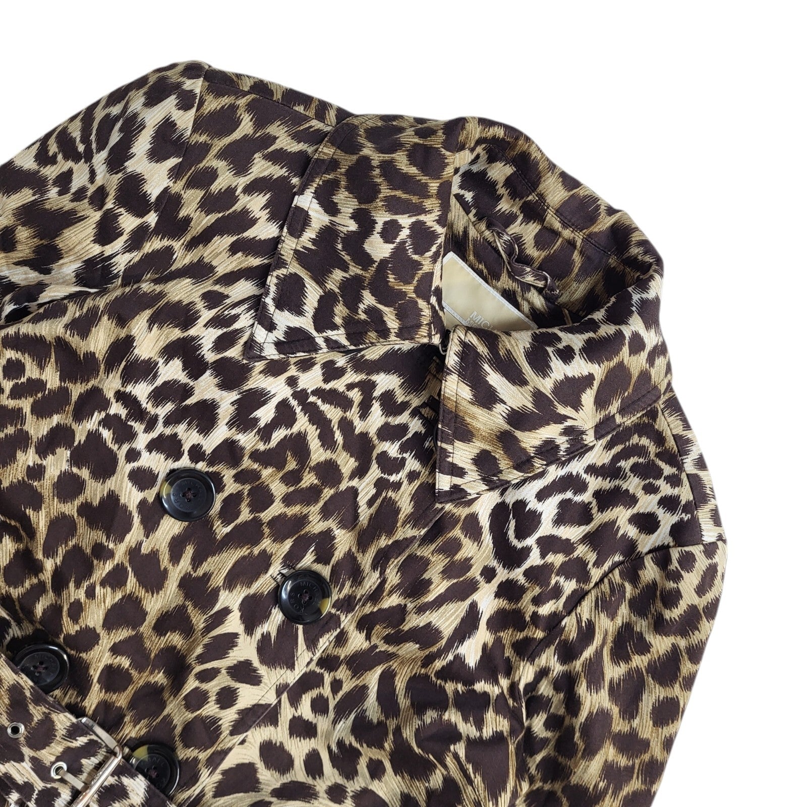 Michael Kors Vintage Y2k Brown Animal Print Coat Women's UK XS