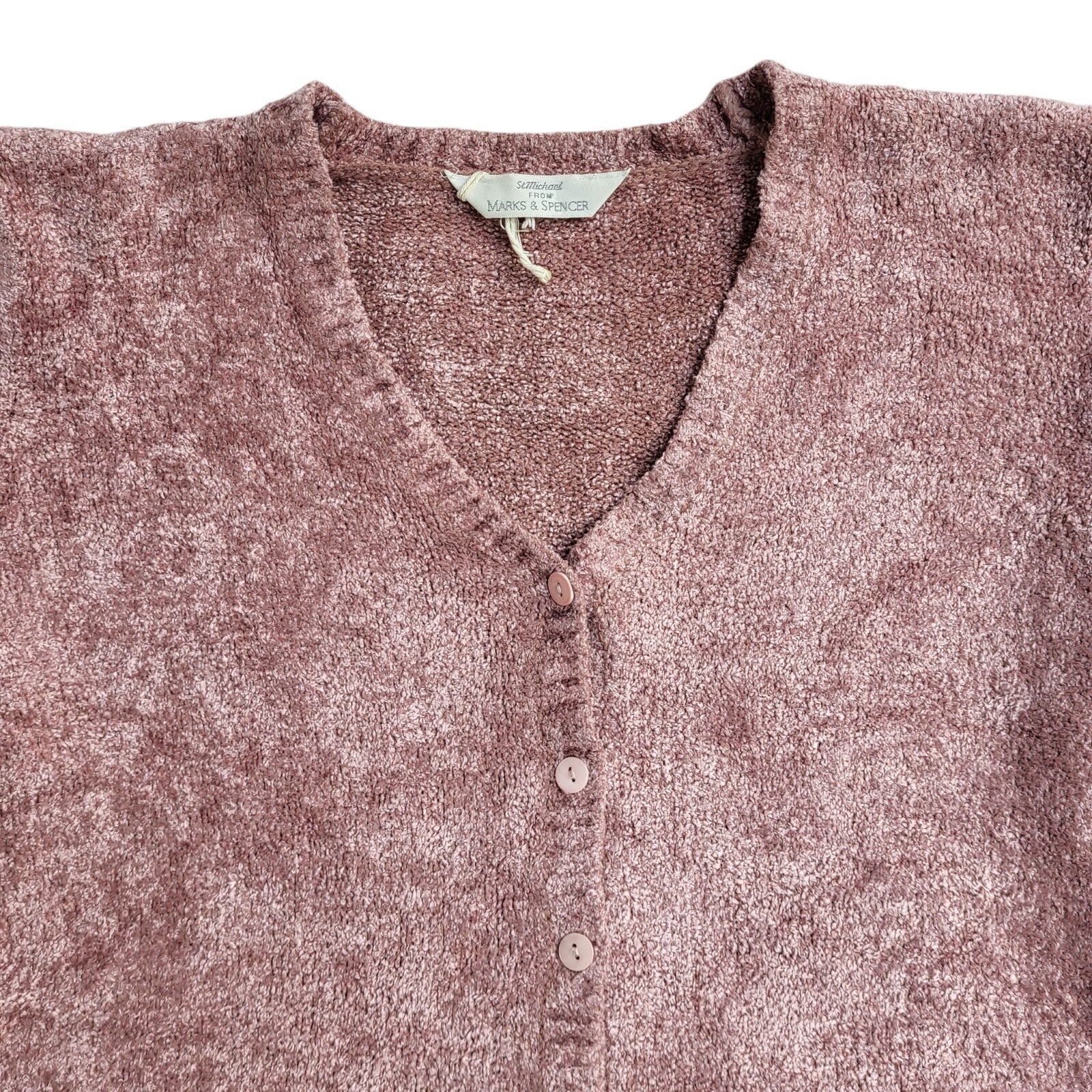 St Michael Vintage 90's Pink Knitted Cardigan UK Women's Size 8